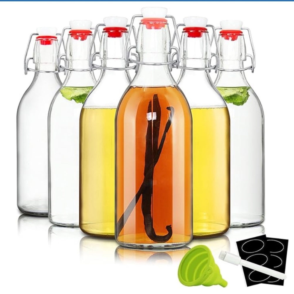 YEBODA 16oz Swing Top Bottles -Glass Beer Bottle with Airtight Rubber Seal Flip